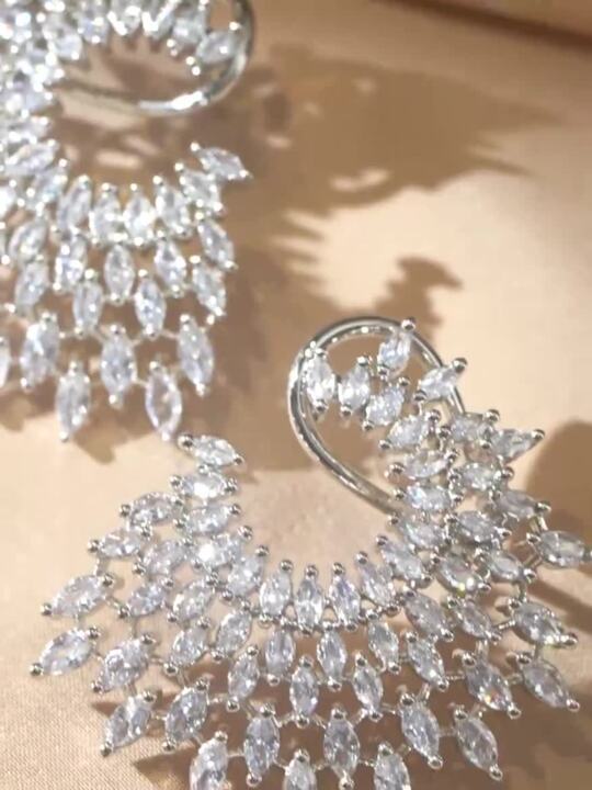 Rubans Silver-Plated Handcrafted AD & Cubic Zirconia Studded Designer Spiral Stud Earring