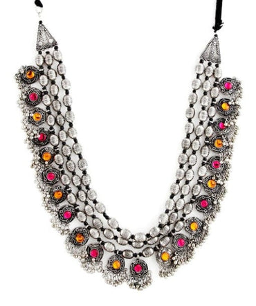 Kanika Mann in Rubans Oxidised Boho Color stone Statement Necklace Chain & Necklaces