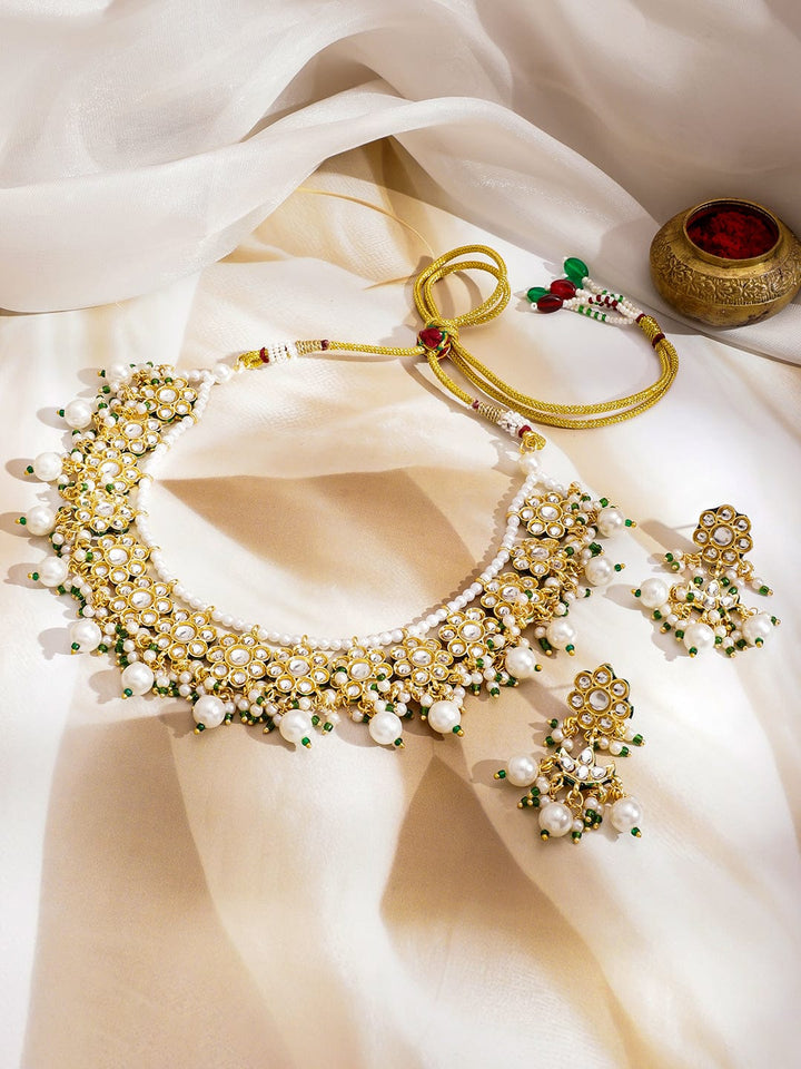 Kundan Grace in Emerald Bloom Necklace Set Jewellery Set
