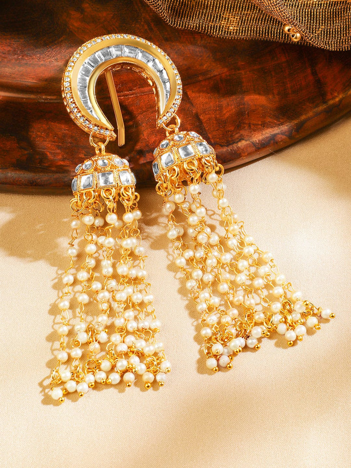 Kundan Pearl Shimmering Hair Brooch Head Jewellery