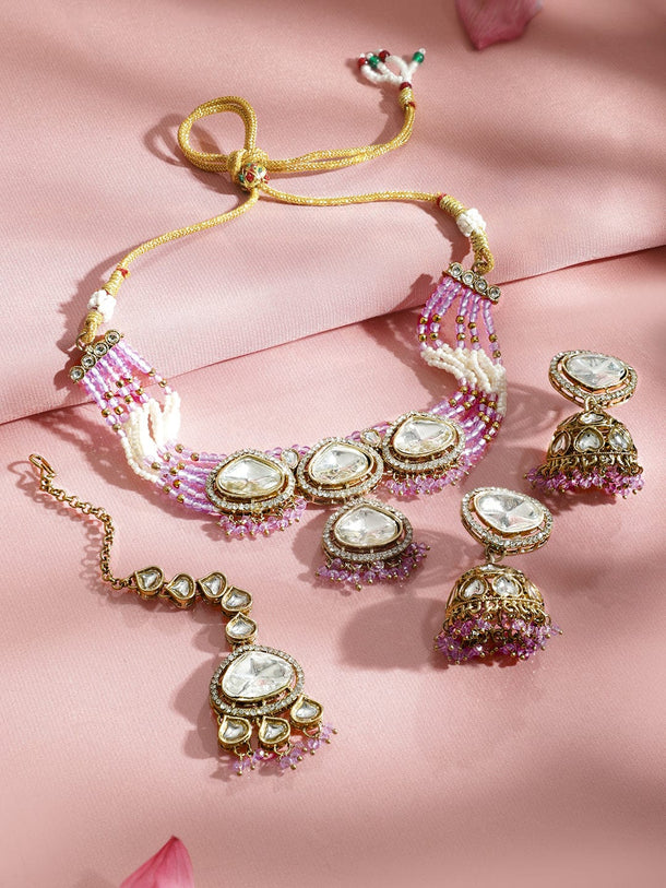 Lavender Echo Kundan Choker Set Jewellery Set