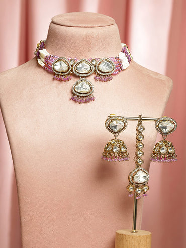 Lavender Echo Kundan Choker Set Jewellery Set