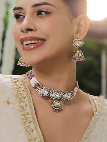 Lavender Echo Kundan Choker Set Jewellery Set