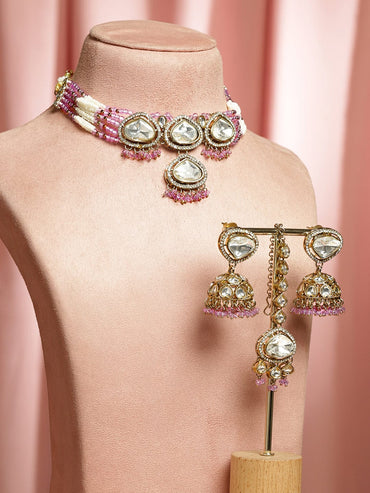 Lavender Echo Kundan Choker Set Jewellery Set