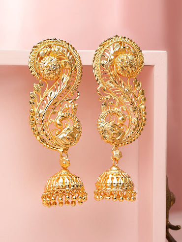 Leaf Filigree Ear-Cuff Jhumka Earrings