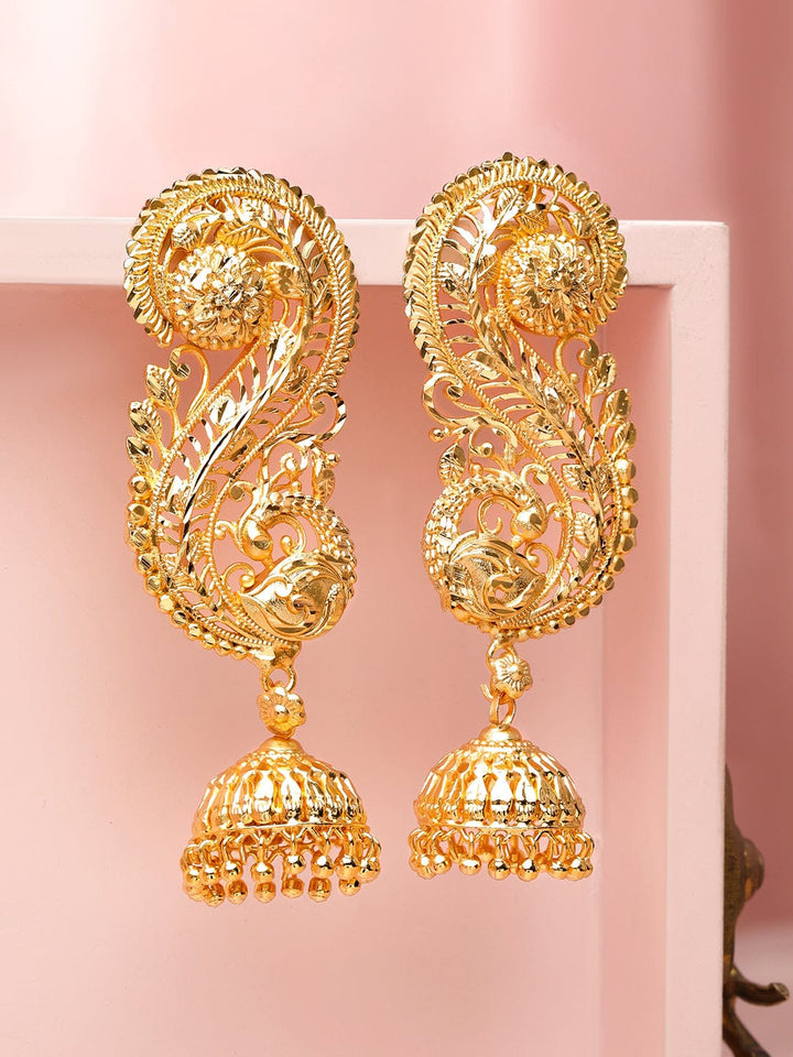 Leaf Filigree Ear-Cuff Jhumka Earrings