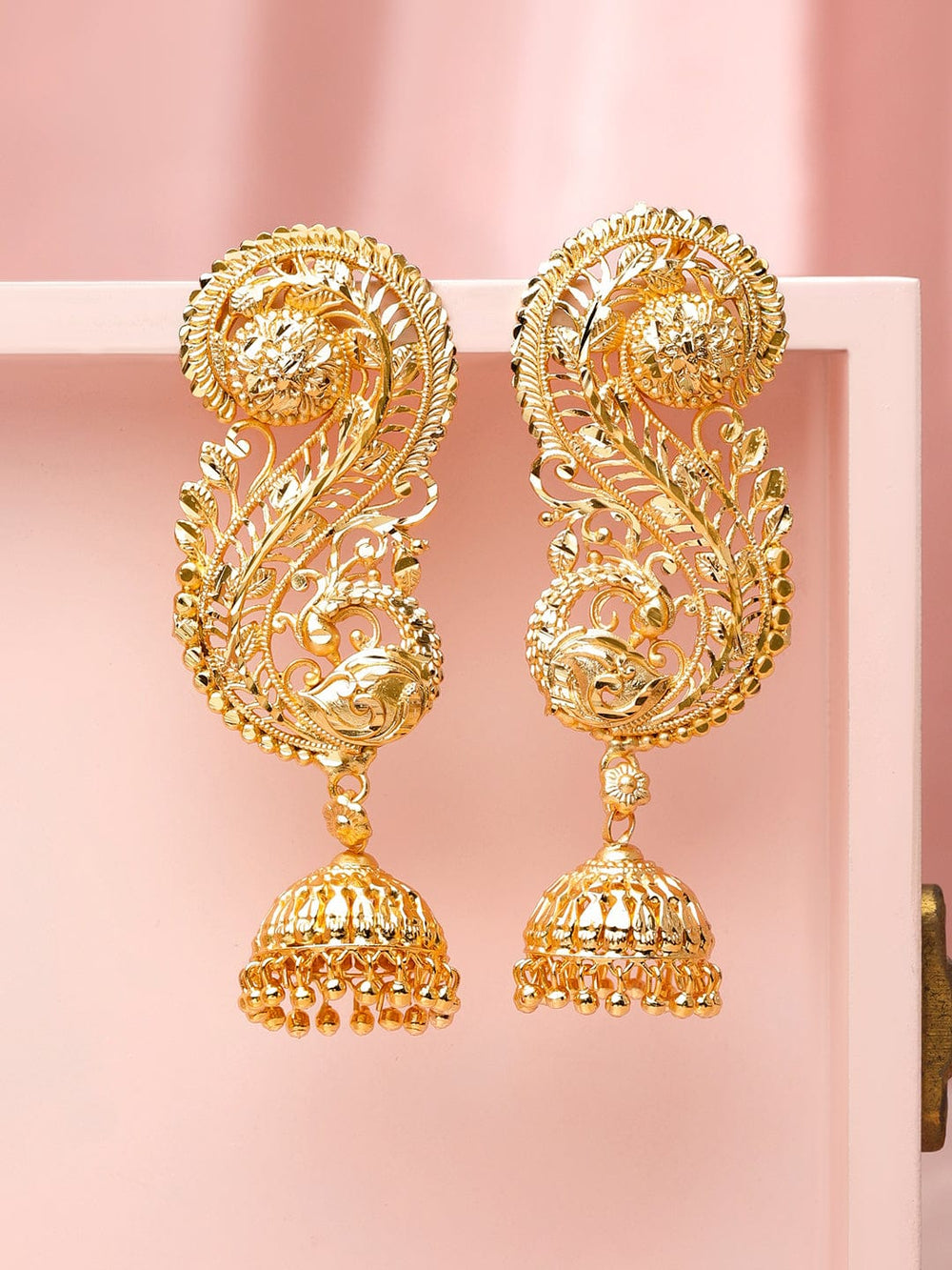 Leaf Filigree Ear-Cuff Jhumka Earrings