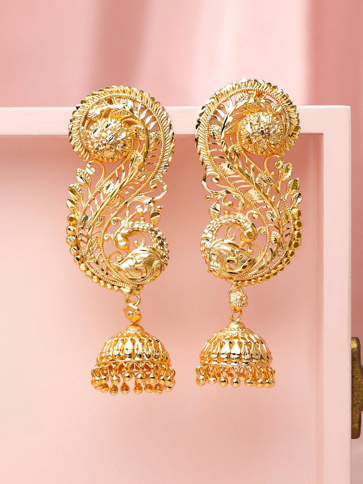 Leaf Filigree Ear-Cuff Jhumka Earrings