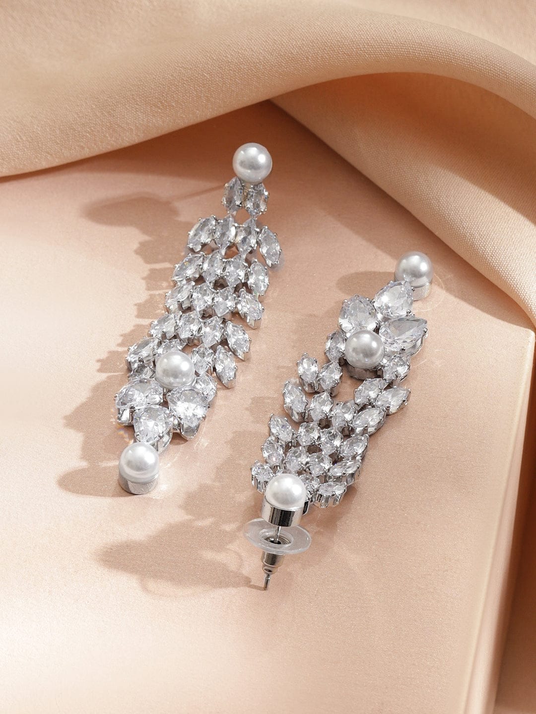 Line Baguette Zirconia Pearl Necklace Set Jewellery Set