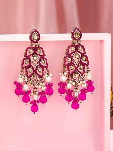 Lustrous Dark Pink Danglers Earrings