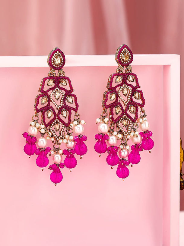 Lustrous Dark Pink Danglers Earrings