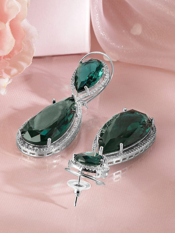 Lustrous Green Drop Earrings Earrings
