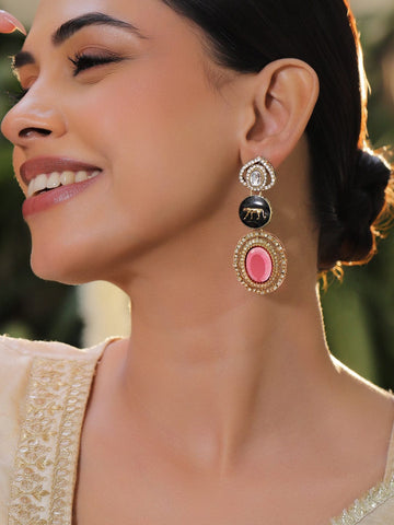 Luxe Fusion Black & Pink Earrings Earrings