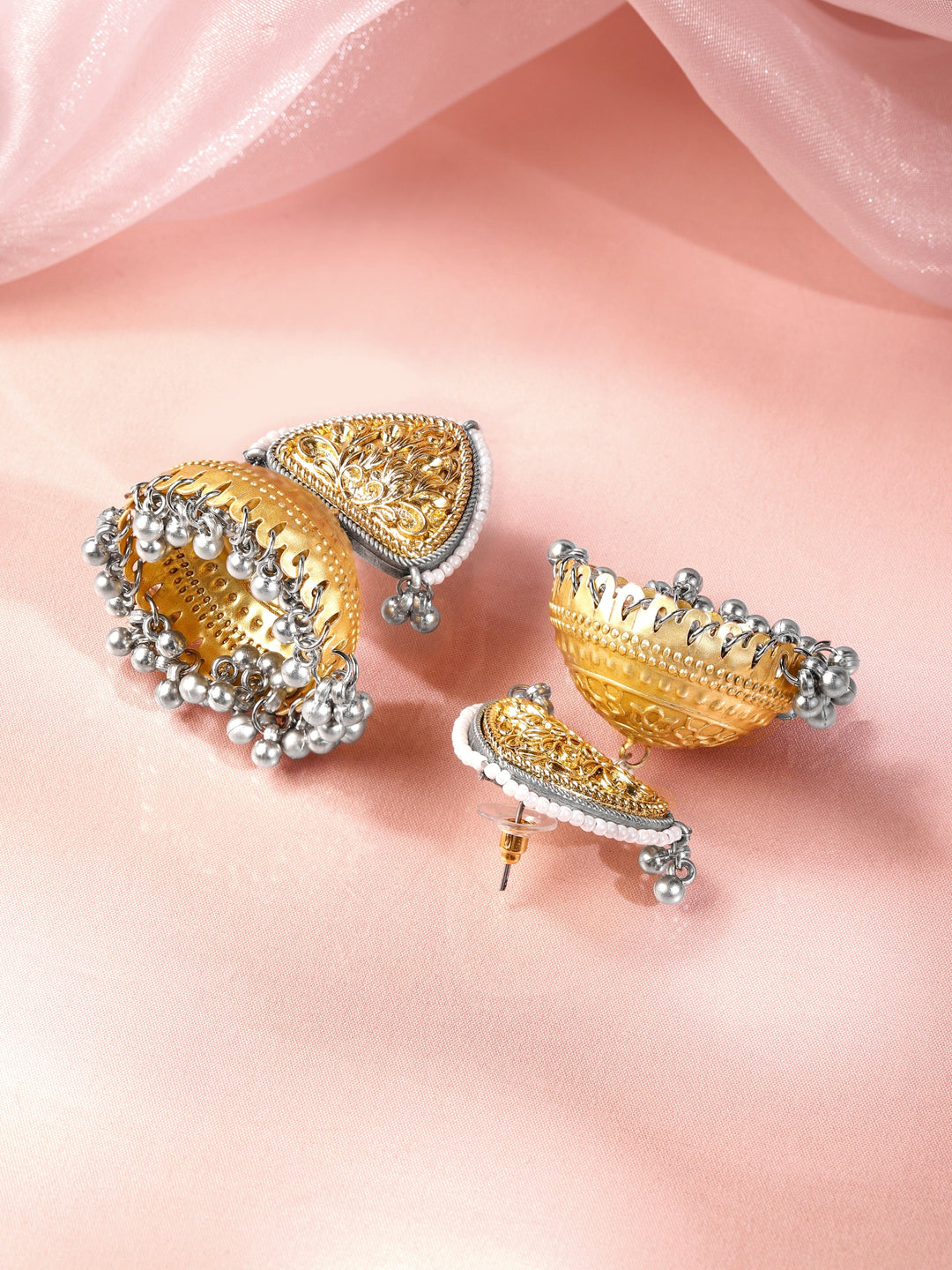 Luxurious Antique Gold Oxidised Jhumka Earrings