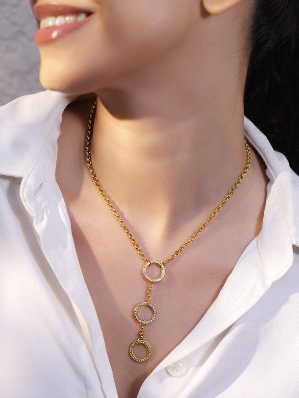 Majestic Circles Chic Gold Plated Necklace Necklace & Chains