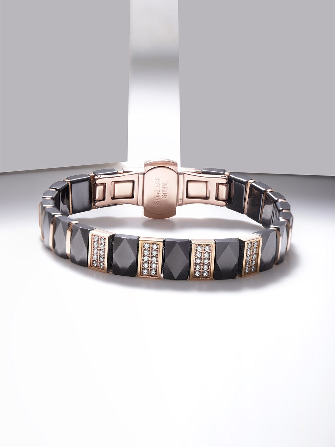 Mens High Quality Ceramic Rose Gold Demi-Fine Link Bracelet Bracelet