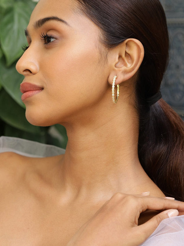Minimal Luxe American Diamond Zirconia Hoops Earrings