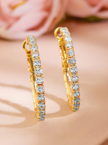Minimal Luxe American Diamond Zirconia Hoops Earrings
