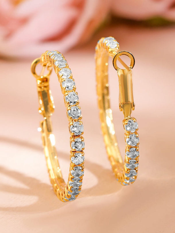 Minimal Luxe American Diamond Zirconia Hoops Earrings