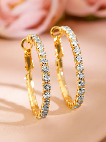 Minimal Luxe American Diamond Zirconia Hoops Earrings