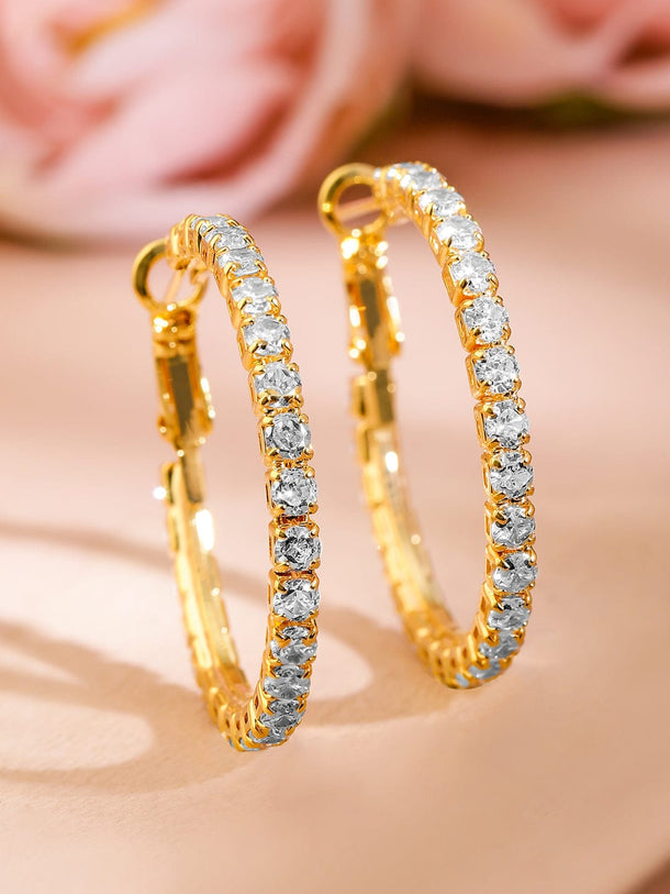 Minimal Luxe American Diamond Zirconia Hoops Earrings