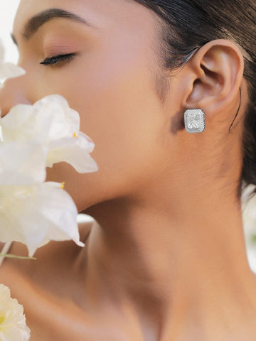 Minimal Luxe Crystal American Diamond Zirconia Studs Earrings