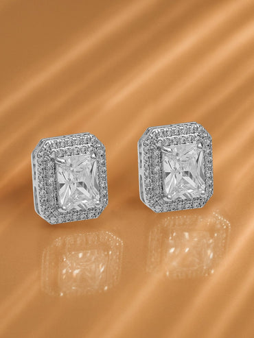 Minimal Luxe Crystal American Diamond Zirconia Studs Earrings