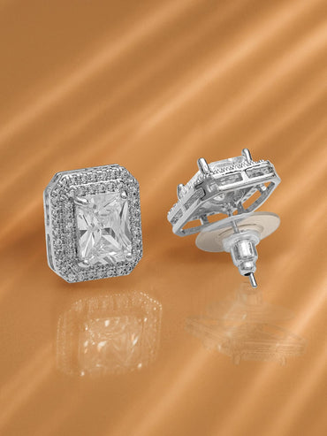 Minimal Luxe Crystal American Diamond Zirconia Studs Earrings