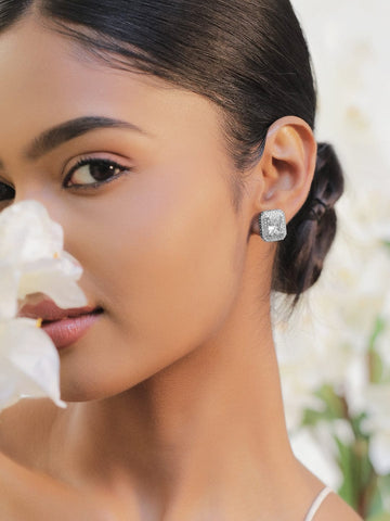 Minimal Luxe Crystal American Diamond Zirconia Studs Earrings