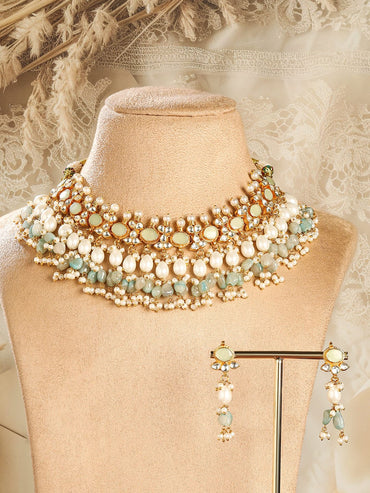 Mint Luxe Kundan Necklace Set Jewellery Set