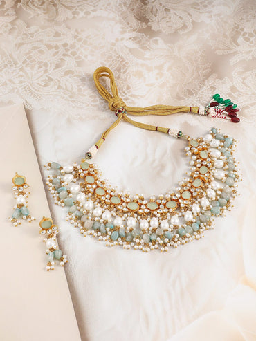 Mint Luxe Kundan Necklace Set Jewellery Set