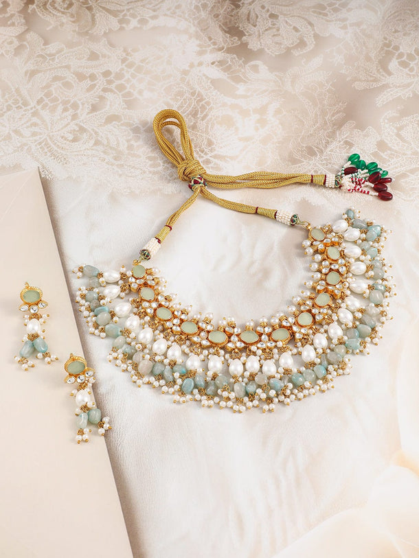 Mint Luxe Kundan Necklace Set Jewellery Set
