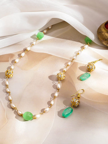 Mint Muse Pearl Necklace Set Jewellery Set