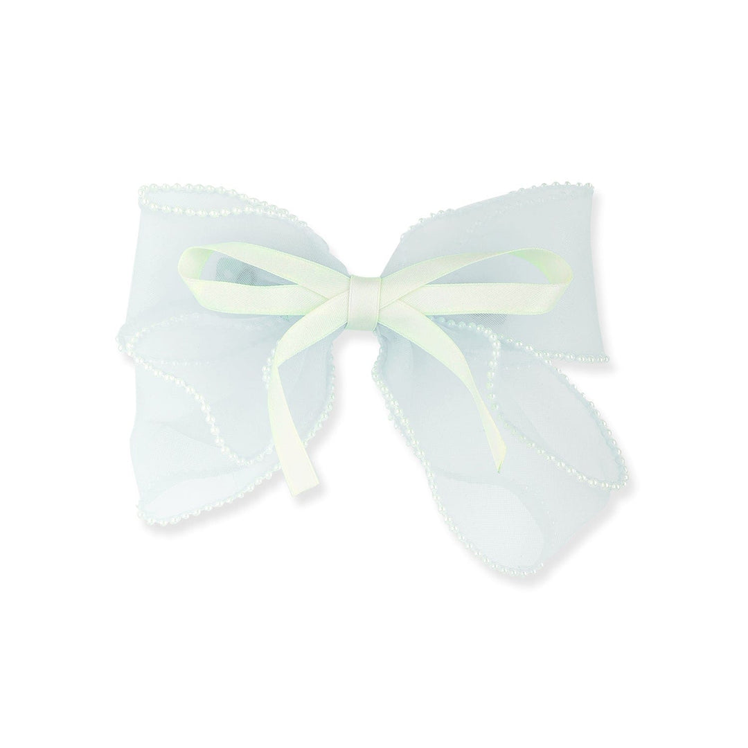 Mint organza bow with pearl detailed stunning hair clip Hair Accessories