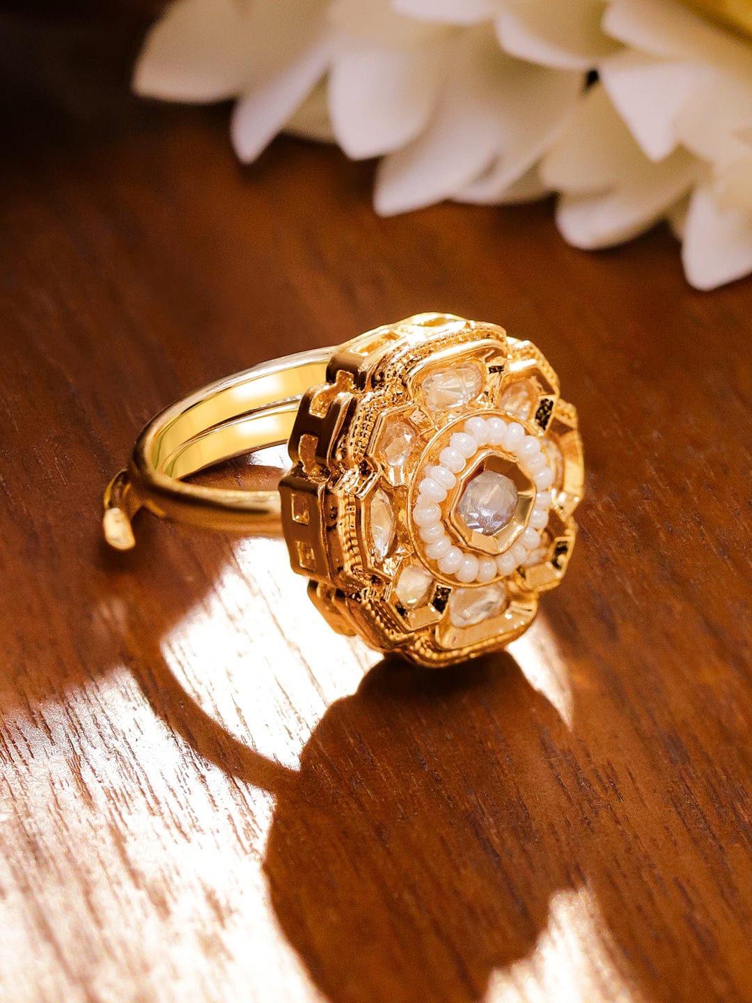 Mist of Kundan & Pearls Ring Rings