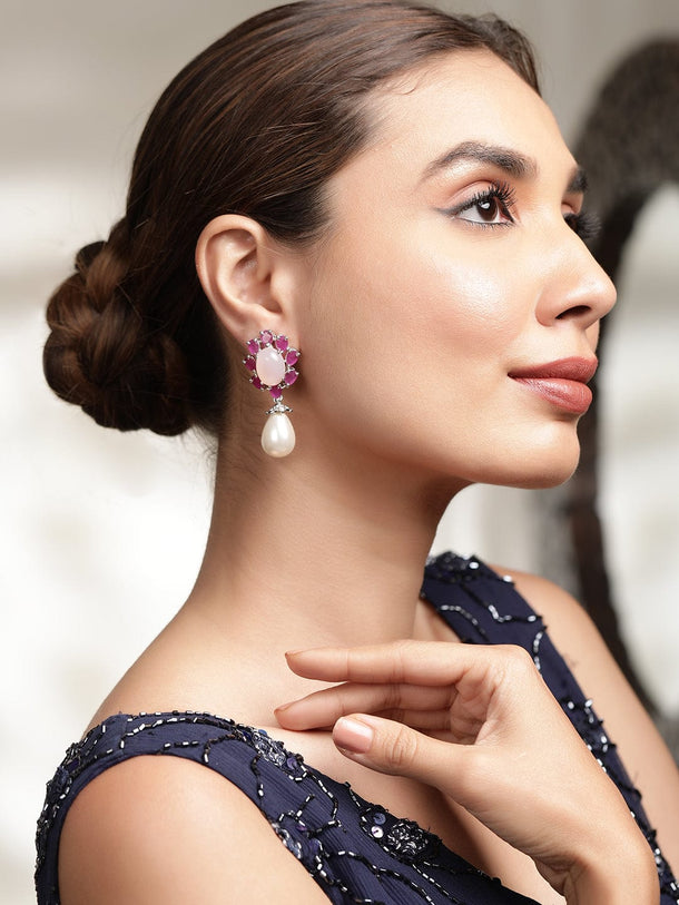 Modern Brilliance Silver-Tone AD Demi-Fine Earrings for Subtle Opulence" Earrings