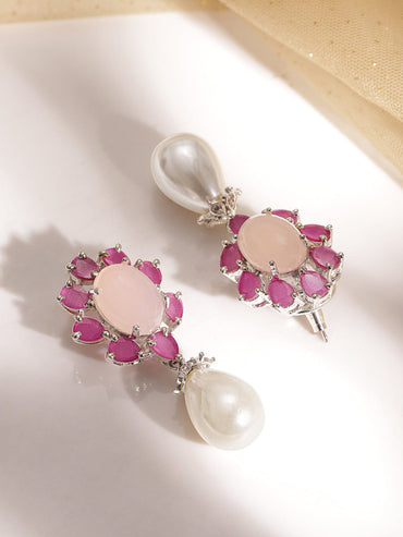 Modern Brilliance Silver-Tone AD Demi-Fine Earrings for Subtle Opulence" Earrings