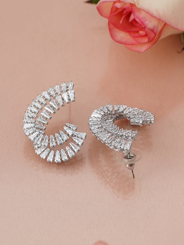 Modern Curves American Diamond Zirconia Studs Earrings