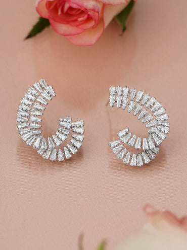 Modern Curves American Diamond Zirconia Studs Earrings