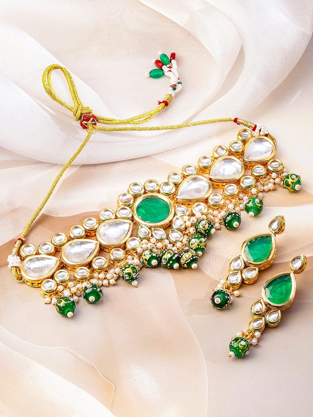 Modern Royal Green Necklace Set Jewellery Set
