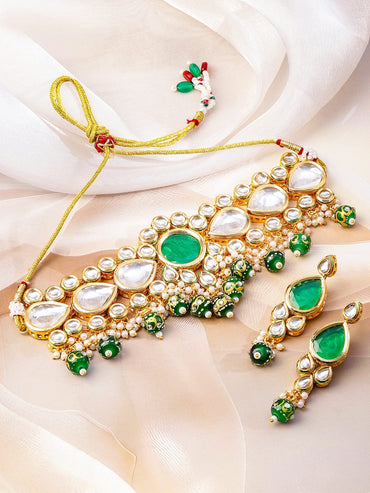 Modern Royal Green Necklace Set Jewellery Set
