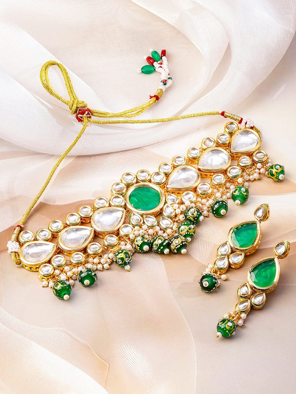 Modern Royal Green Necklace Set Jewellery Set