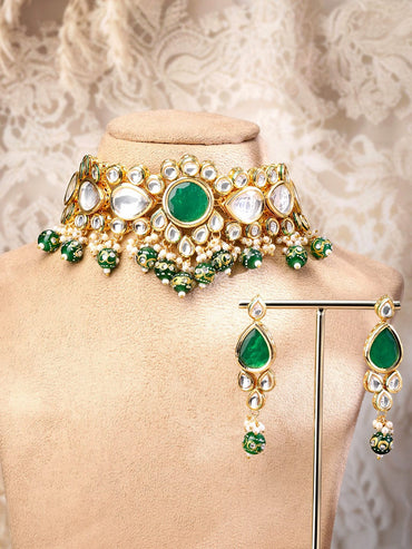 Modern Royal Green Necklace Set Jewellery Set