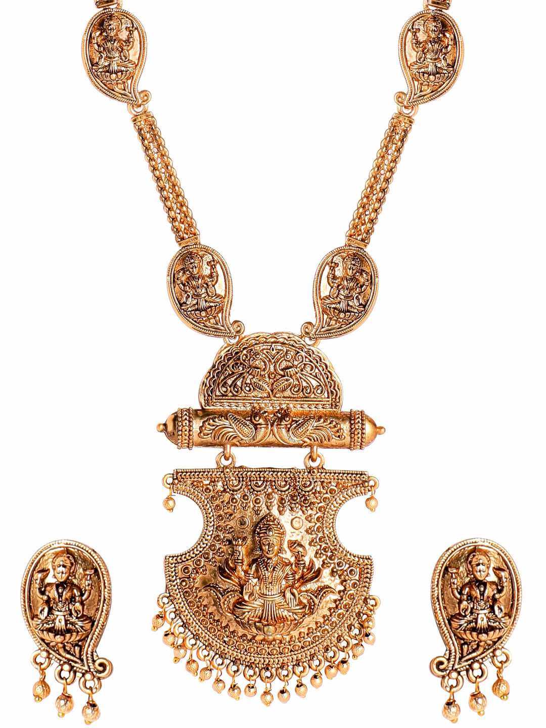 Modern Royalty: Stylish Gold-Tone Necklace Set for a Regal Look Jewelery Sets