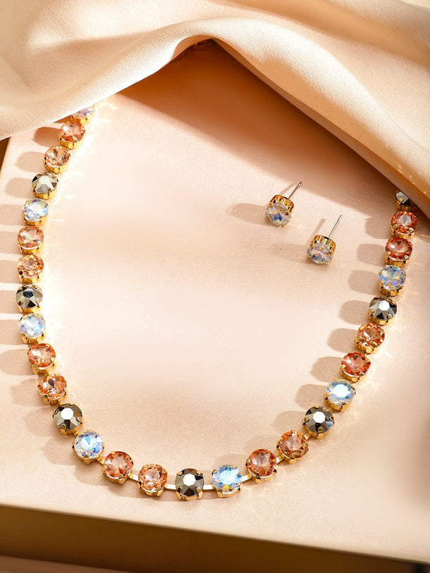 Multi Colored Crystal Necklace Set Jewellery Set