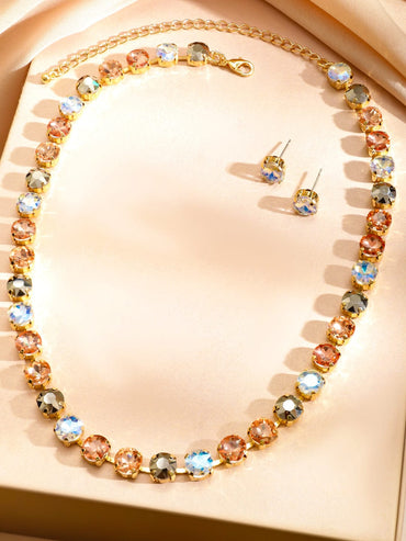 Multi Colored Crystal Necklace Set Jewellery Set