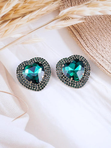 Mystic Love Green Crystal Studs Earrings