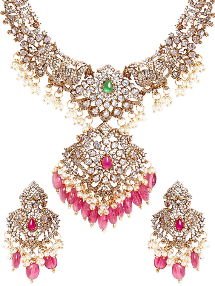 Opulent Allure 22K Gold-Plated AD Pearl Beaded Jewelry Set Jewellery Sets