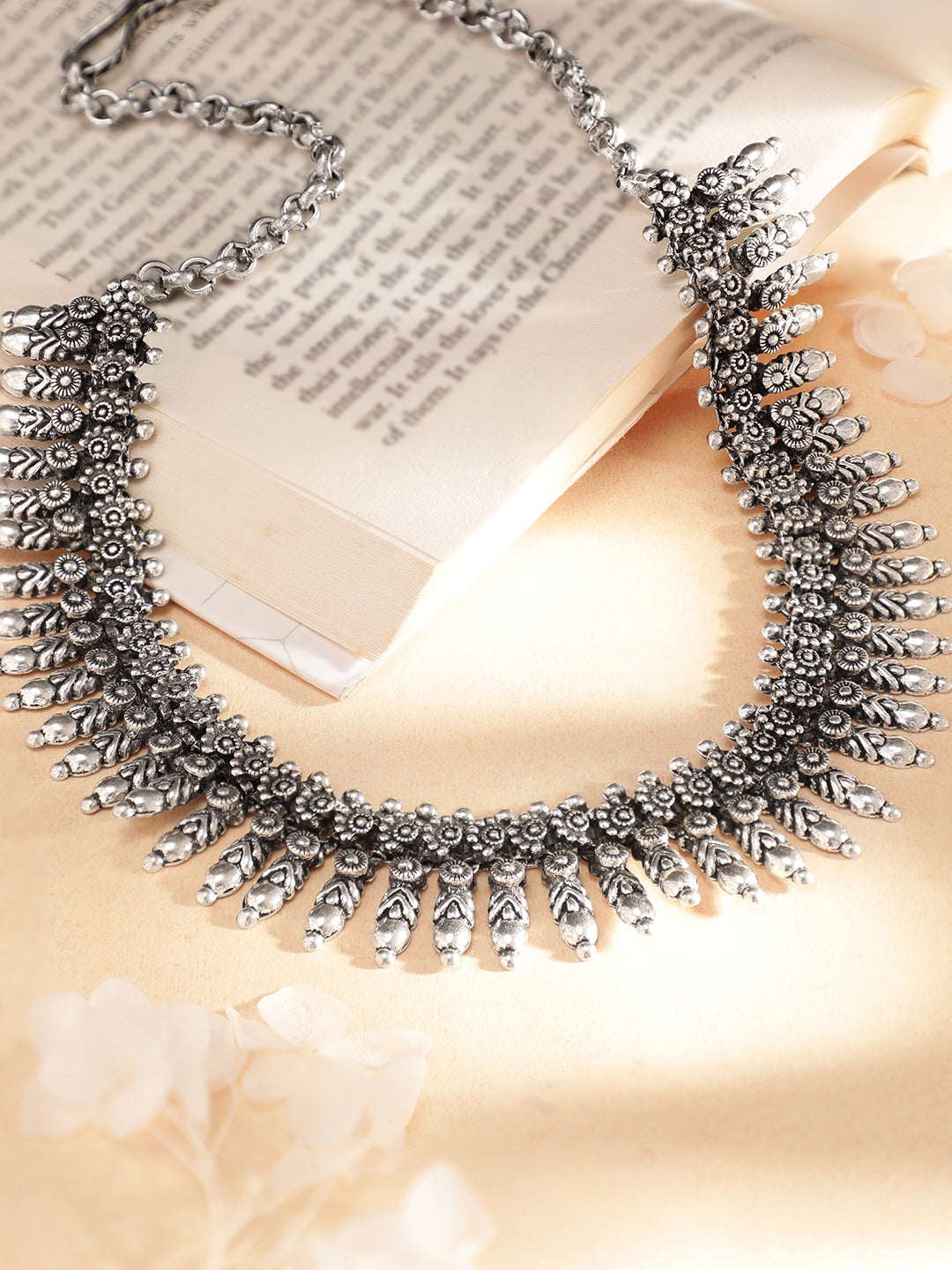 Rubans Oxidised Silver Metal Kerela Necklace