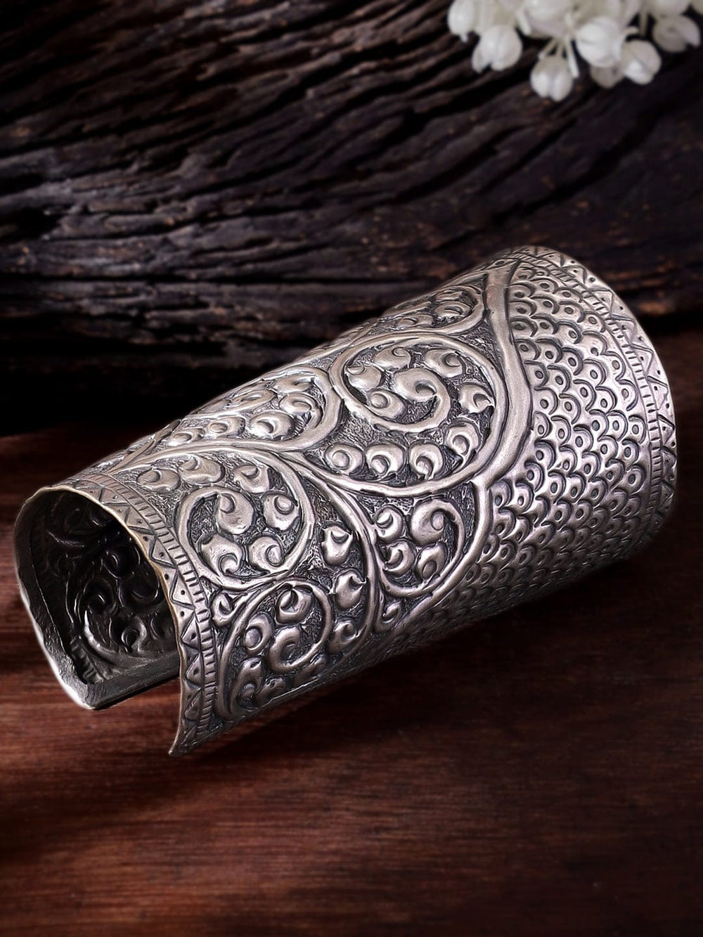 Oxidized Silver Plated embossed Handcrafted Statement Hand Cuff Bangles & Bracelets